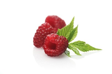 Raspberries on white background - studio shot