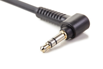 Macro of audio cable isolated on white background Close up