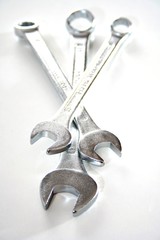 Wrenches on white background - close-up