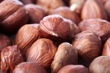 Huzelnits on white background - close-up