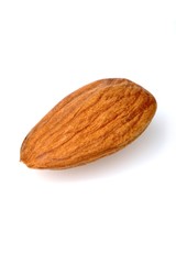 Almonds on white background - close-up