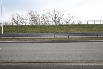 View of crash barrier on highway