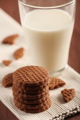 Cookies an glass of milk - close-up