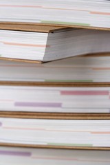 Note books in stack - close-up