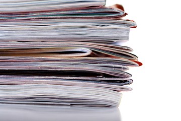 Newspaper in stack - close-up