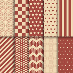 Set of seamless vector red patterns.