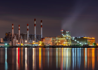 Electrical power plant in night,Bangkok Thailand