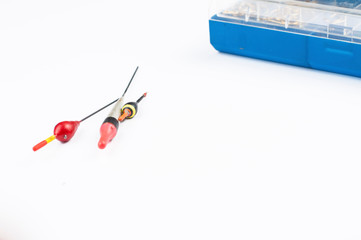 Fishing equipment isolated on white background