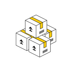 Package delivery parcel. Vector line, 3d stroke isometric, color web icon, new flat style. Creative illustration design, abstract idea for infographics.