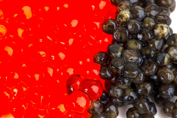 a black and red caviar on the plate