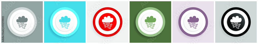 Leinwandbilder Cloud computing icon, technology, circuit, data vector illustrations in 6 colors options for web design and mobile applications in eps 10