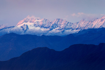 Looking down on Sierra Nevada de Santa Marta, high Andes mountains of the Cordillera, Paz,...