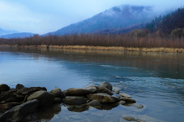 Mountain river water landscape. Wild river in mountains