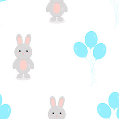 Obraz na płótnie Canvas This is seamless pattern texture of rabbit and balloons on white background.