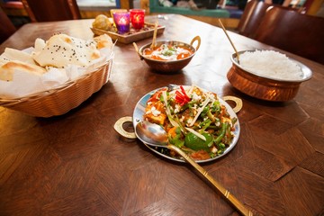 Food served at table in restaurant