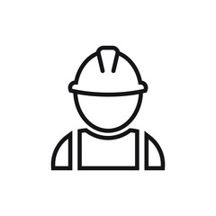 Construction worker icon flat design. Vector illustration.