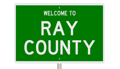 Rendering of a green 3d highway sign for Ray County