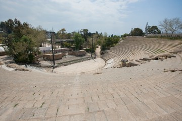 High angle view of roman amphitheater; Tunis; Tunisia