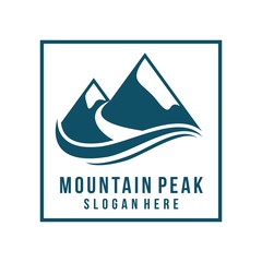 Fototapeta premium Mountains with river logo vector template