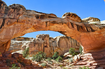 Spectacular arches and sand stone formations in the Arches national park and Capitol Reef national park, Utah