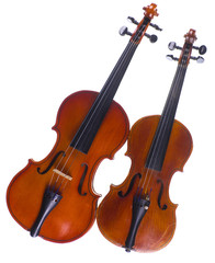 Fototapeta na wymiar two violins isolated on white background