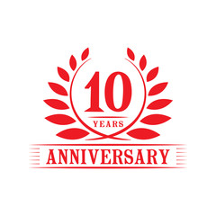 10 years logo design template. Tenth anniversary vector and illustration.