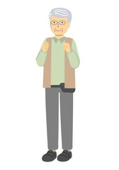 カバンを持つメガネをかけたシニア男性