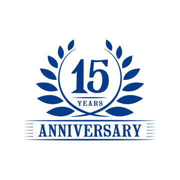 15 years logo design template. Fiftheenth anniversary vector and illustration.