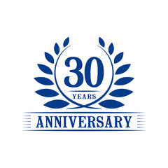 30 years logo design template. Thirtieth anniversary vector and illustration.