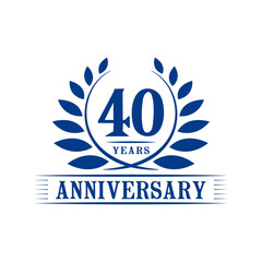 40 years logo design template. Fortieth anniversary vector and illustration.