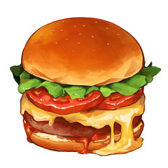 野菜たっぷりヘルシーチーズバーガー