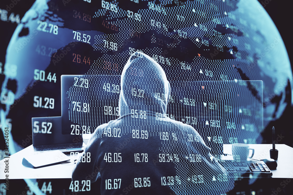 Poster Hacker using digital business interface