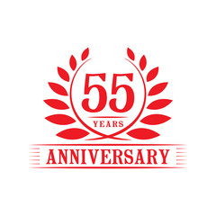 55 years logo design template. Fifty fifth anniversary vector and illustration.