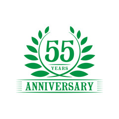55 years logo design template. Fifty fifth anniversary vector and illustration.