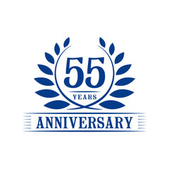 55 years logo design template. Fifty fifth anniversary vector and illustration.