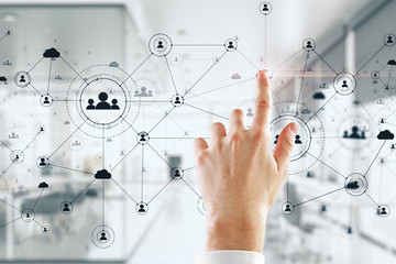 hand using social network interface