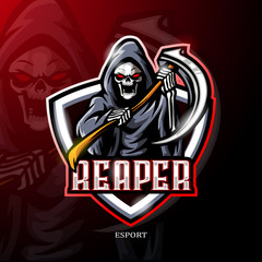 Grim reaper mascot esport logo design.