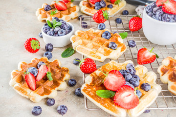 Sweet Homemade Belgian Waffles with Berries