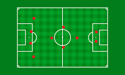 View of the soccer field from above. Vector illustration