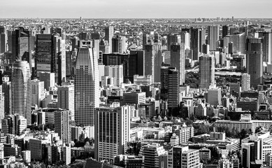 都市・高層ビル・ビジネス　イメージ　モノクロ