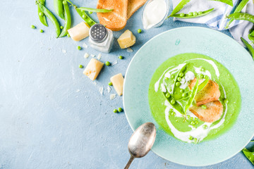 Homemade green pea  cream soup