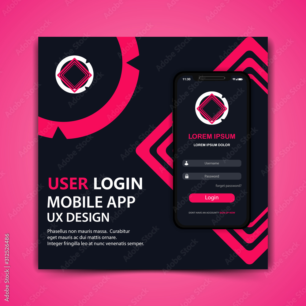 Wall mural mobile user login app template design vector