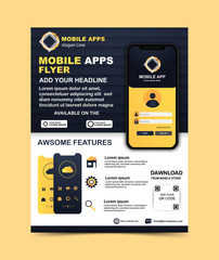 Mobile app flyer template Vector template