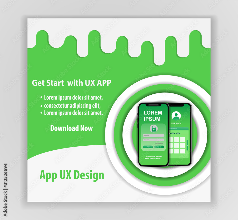 Wall mural mobile app ux design vector template concept