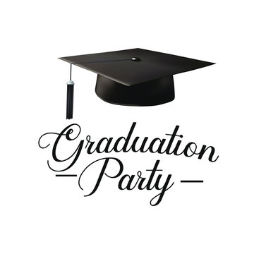 Graduation party, poster, banner, lettering design.