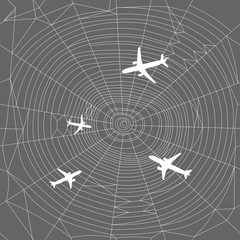 vector seamless linear texture of planes in a spider web