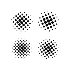 Halftone effect set. Different gradient circles in halftone effect