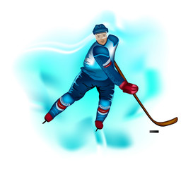 Ice hockey player cartoon. Wall stickers