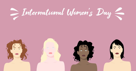 Different nationalities girl international woman day