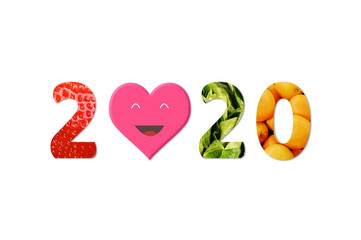 Happy New Year 2020 for healthcare. Healthy food.